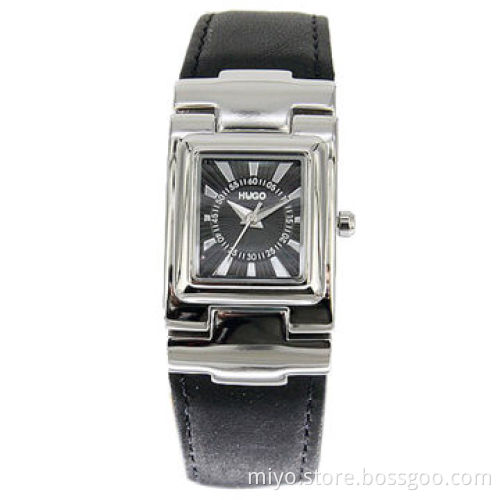 Ladies' Stainless Steel Watch with Genuine Leather Band and CE/RoHS Marks